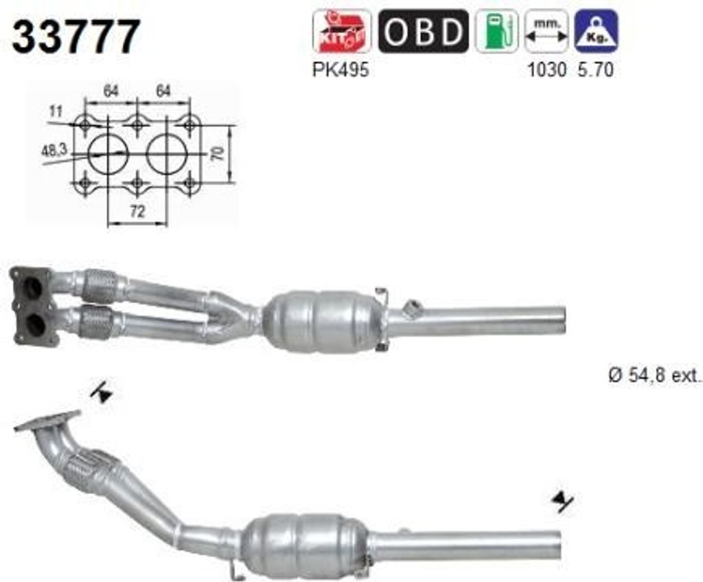 AS Katalysator Kat für AUDI A3 Schrägheck (8L1) 33777
