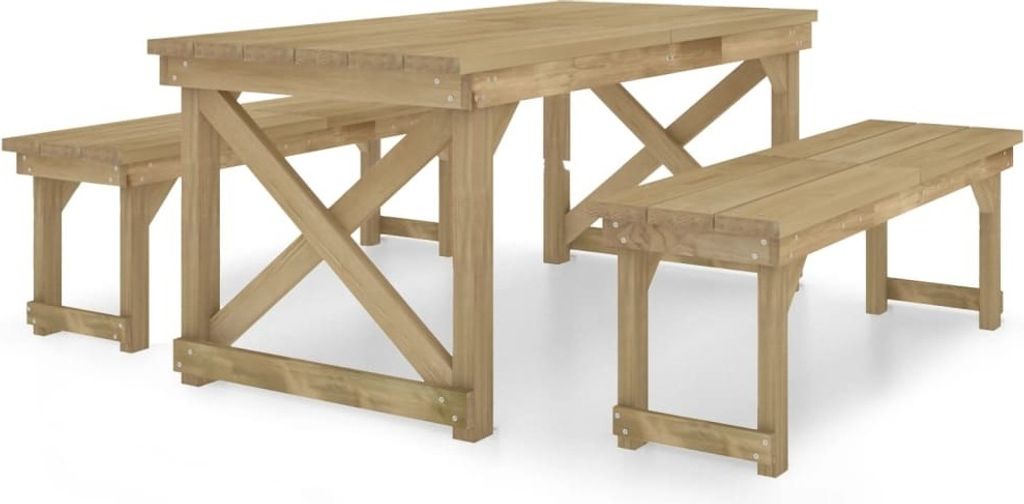 vidaXL 3-tlg. Garten-Essgruppe Massivholz Kiefer Imprägniert