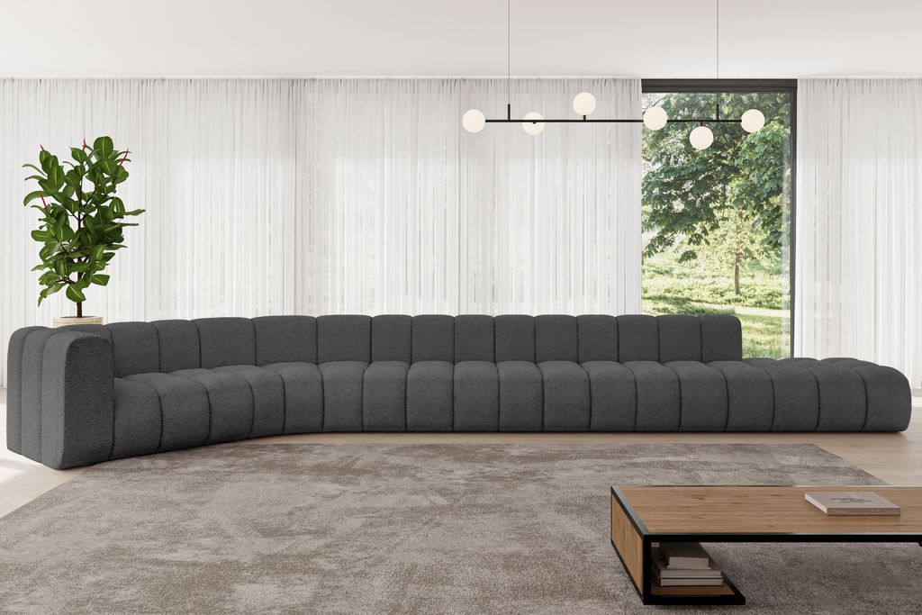 ALTDECOR Modulares Sofa Ecksofa in L-Form - Tilmo-L3 - 581x194x70 cm Grau - Corner modular Sofa Eckcouch Couch Wohnlandschaft Cauchsofa Bodensofa P...