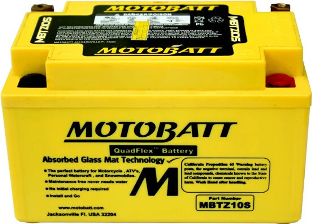 Batterie AGM MOTOBATT MBTZ10S pour Moto et Sport Mécanique étanche 12V