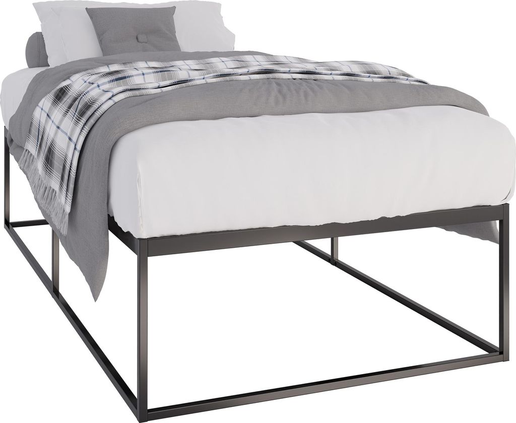Metallbett SUKAR - Metall Schwarz 105.5x205.5x46.5 cm | Bett 200x100 Bettrahmen Metall Doppelbett