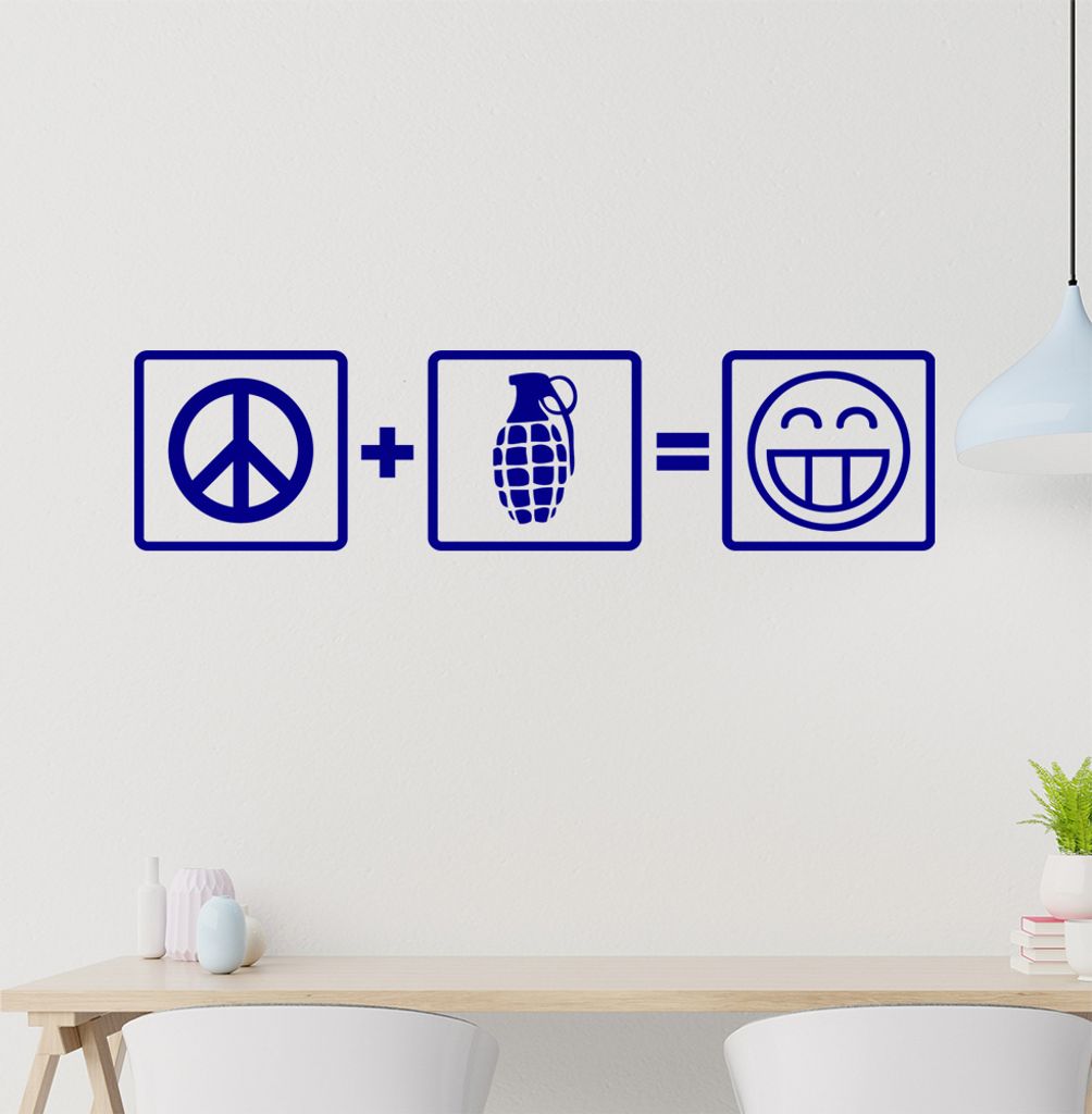 Peace + Granate Wandtattoo in 6 Größen - Wandaufkleber Wall Sticker - Dekoration, Küche, Wohnzimmer, Schlafzimmer, Badezimmer