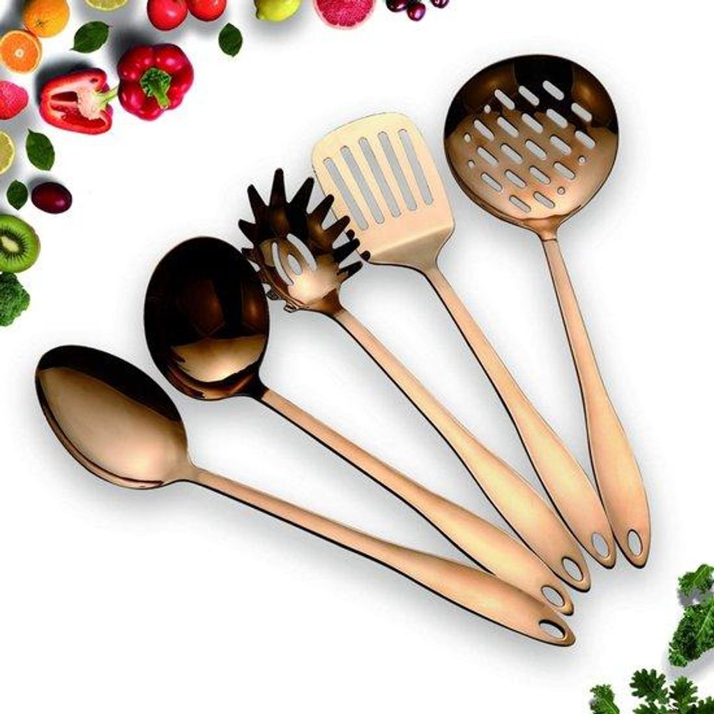 5-teiliges Stahl-Kochgeschirr-Set in Hervorragendem Rosa-Gold für Höchsten Kochgenuss
