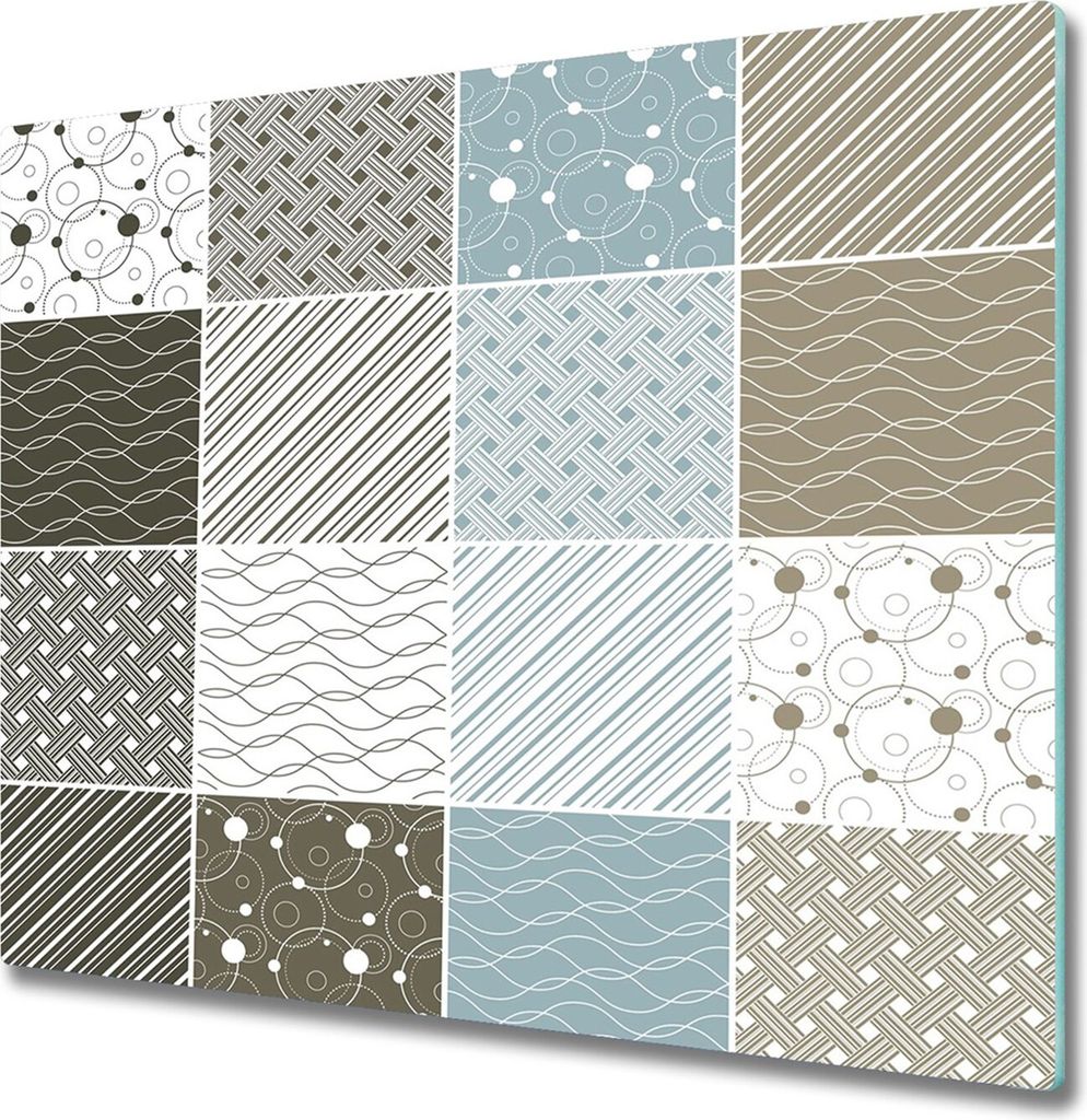 Glas Herdabdeckplatte 60x52 cm Spritzschutz Glasabdeckplatte Schneidebrett Geometrisches Muster