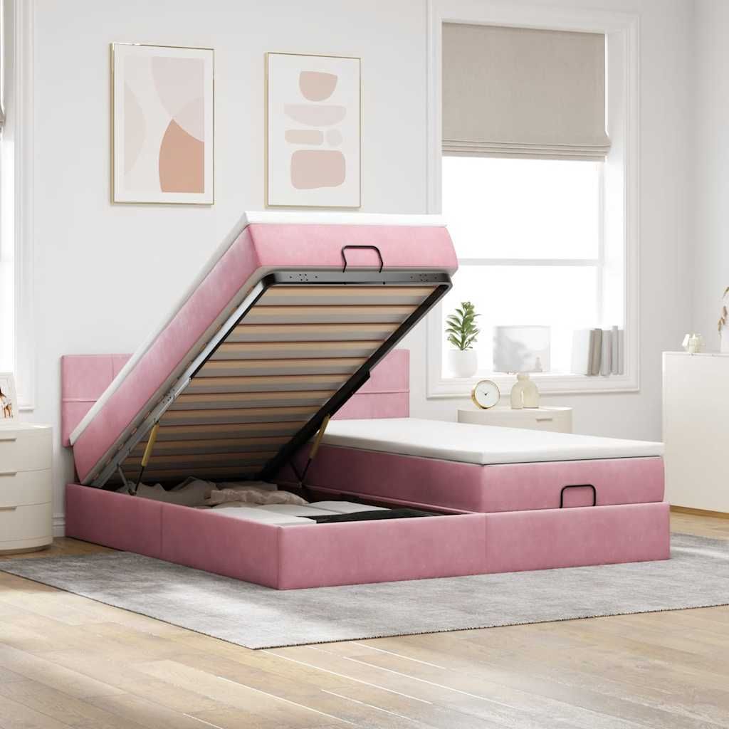 Maison Exclusive - Ottoman-Bett mit Matratzen & LEDs Rosa 180x200 cm Samt