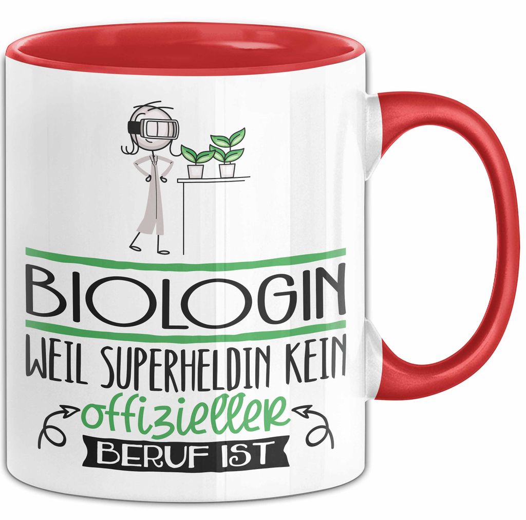Biologin Geschenk Tasse Lustiger Spruch Biologin Weil Superheldin Kein Offizieller Beruf Ist Geschenkidee (Rot)