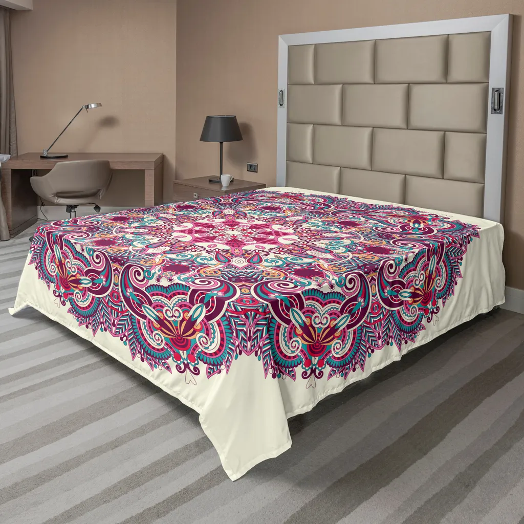 Lenzuolo Bohemien ABAKUHAUS Mandala | Arte Etnica Multicolore 266x260
