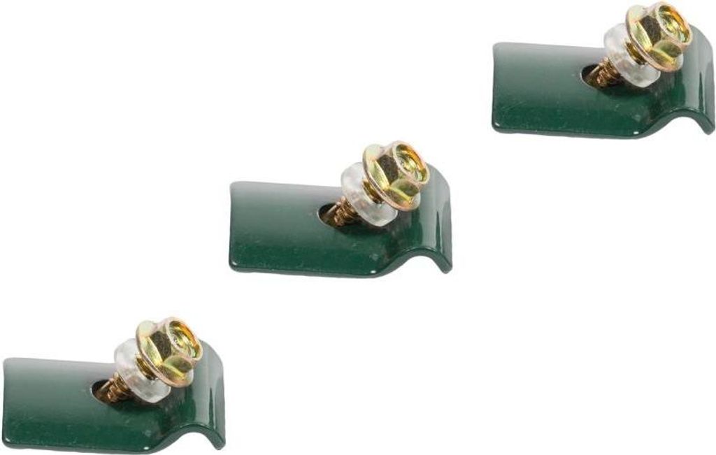 3x Spanndrahthalter mit Schrauben aus Metall grün
