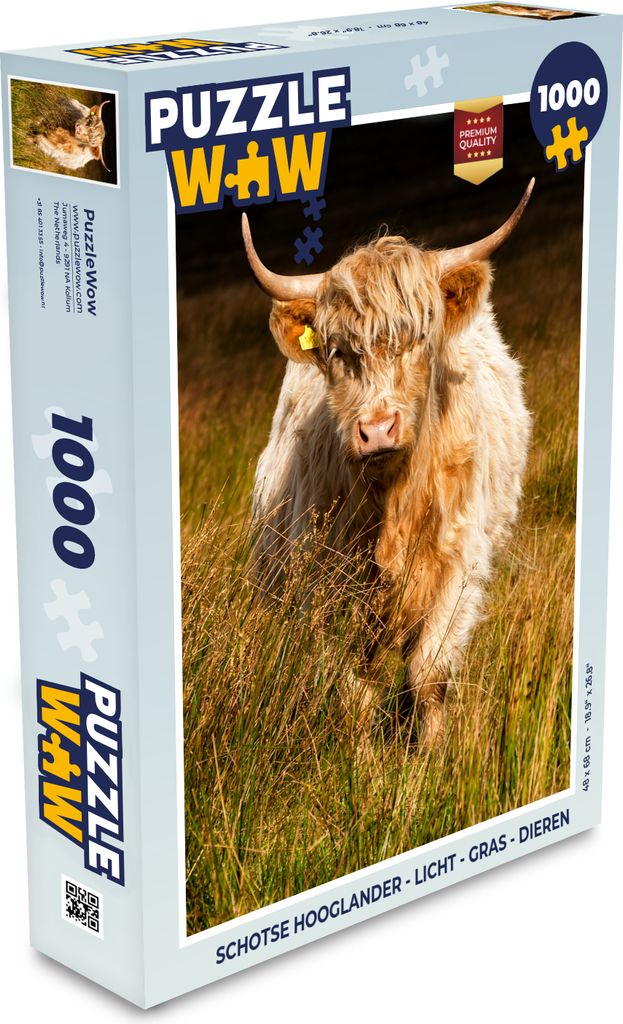 MuchoWow Puzzle 1000 Teile Schottische Highlander - Licht - Gras - Tiere - Erwachsene - Rätsel