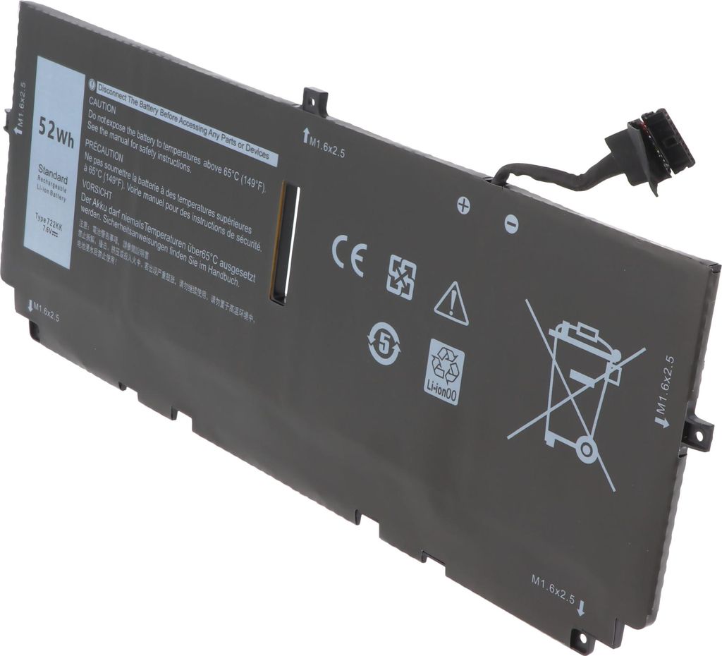 Akku passend für Dell XPS 13 9300, Li-Polymer, 7,6V, 6840mAh, 52Wh