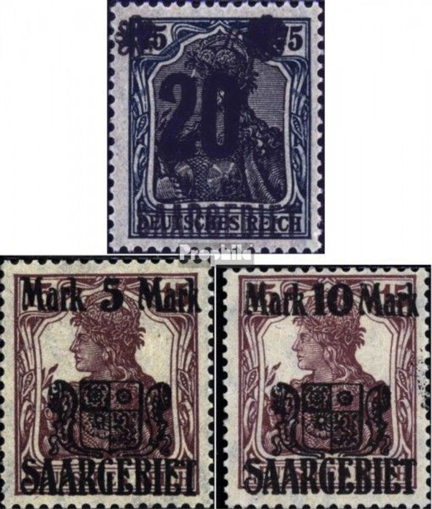 Briefmarken Saarland 1921 Mi 50-52 (kompl.Ausg.) postfrisch Produktbild 
