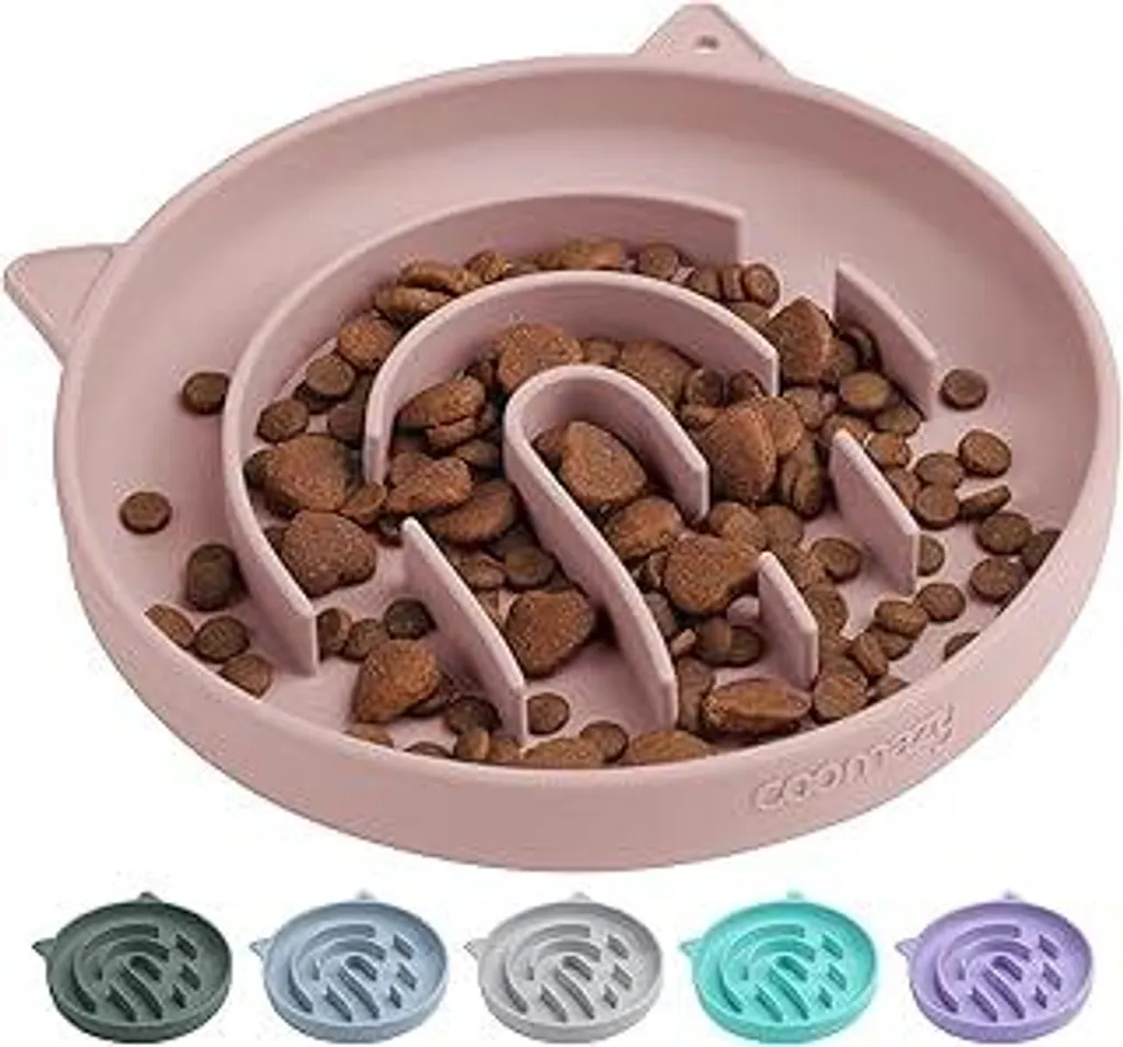 Ciotola Design Gatti Coomazy Rosa | Silicone Soft Slow Feeder