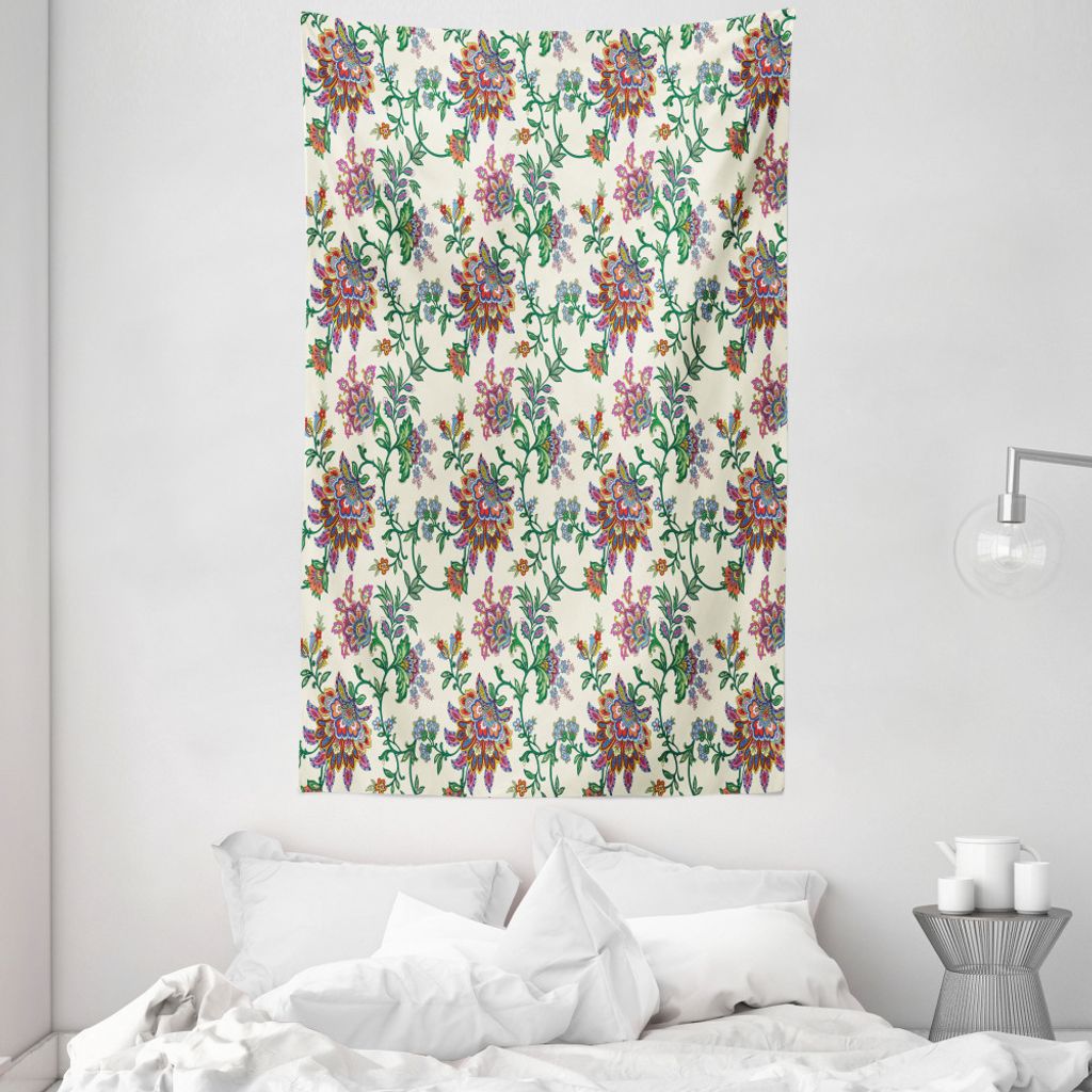 ABAKUHAUS Bohemien Wandteppich und Tagesdecke, Farbenfrohe Blumen aus Weiches Mikrofaser Stoff Waschbar ohne Verblassen Digitaldruck, 140 x 230 cm,...