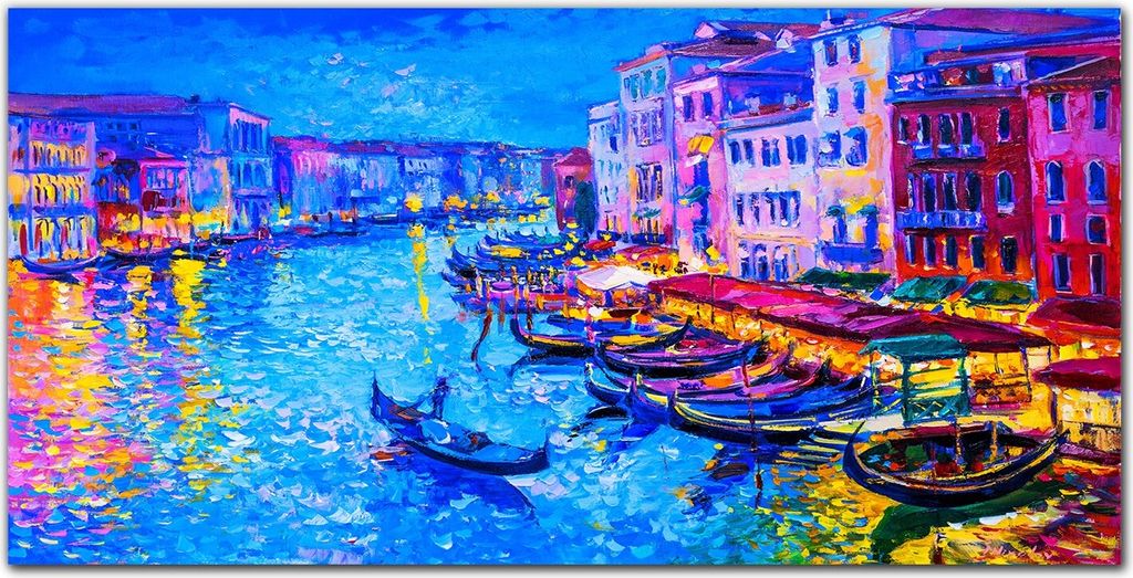 Coloray Bild aus Leinwand 100x50 Leinwand Dekoration - Stadt Boote