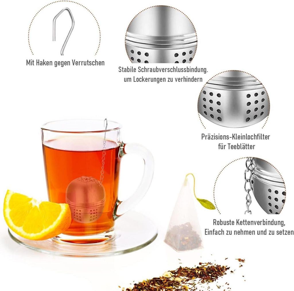 10 Stück Edelstahl Teefilter – Herzförmig, Wiederverwendbar, Für Losen Tee, Spülmaschinengeeignet