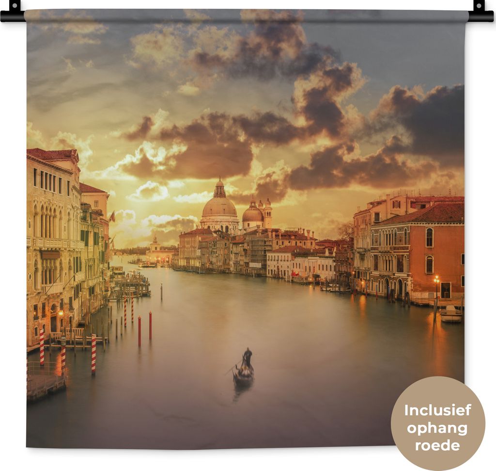MuchoWow® Wandteppich Wandbehang Italien - Gondel - Canal Produktbild 