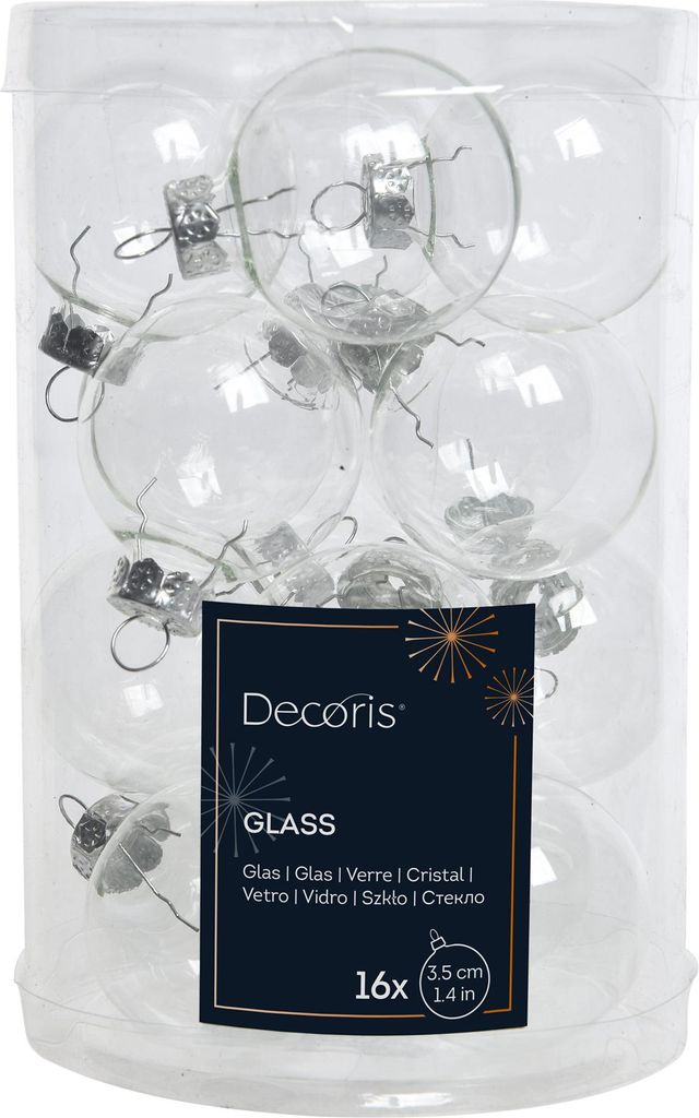 Weihnachtskugeln Glas 3,5cm 16 Stück - Klar transparent Produktbild 