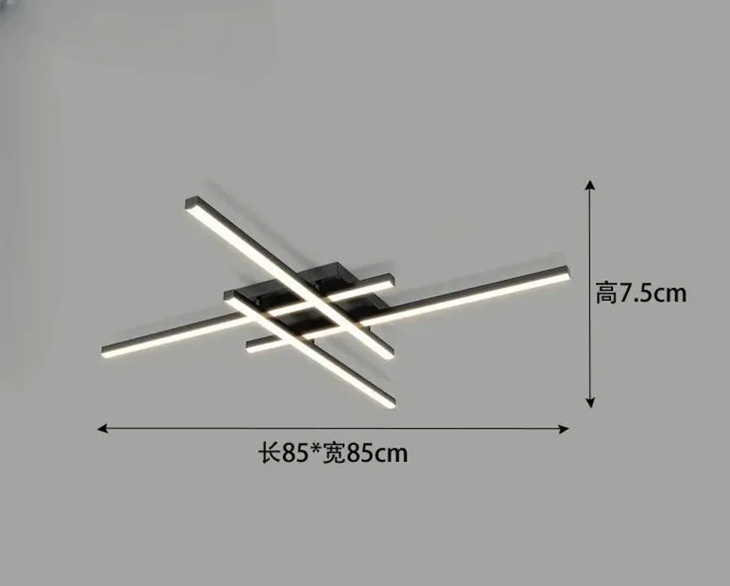 Plafonnier LED design moderne noir 85cm dimmable avec télécommande IR