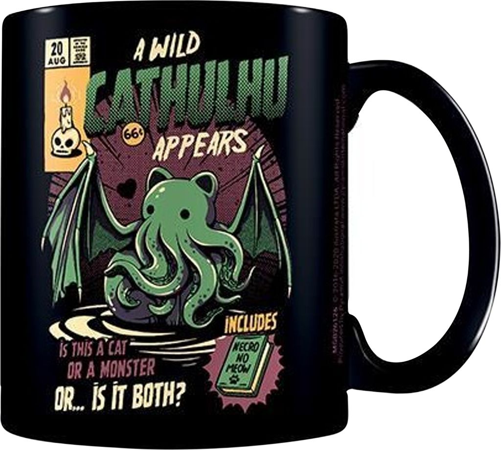 Ilustrata - Kaffeebecher "Cathulhu" PM2481 (Einheitsgröße) (Schwarz/Grün)