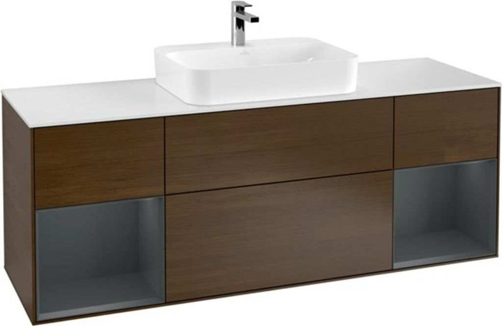 V&B Waschtischunterschrank Finion 160x60, Pl wh. m, Reg md m Lac, wal ven