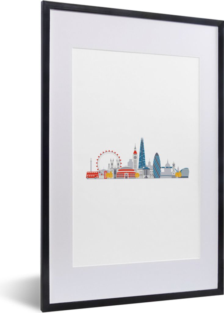 MuchoWow MuchoWow Gerahmtes Poster London - Skyline - England 40x60 cm - Poster mit zchwarzem Bilderrahmen - Poster in Rahmen