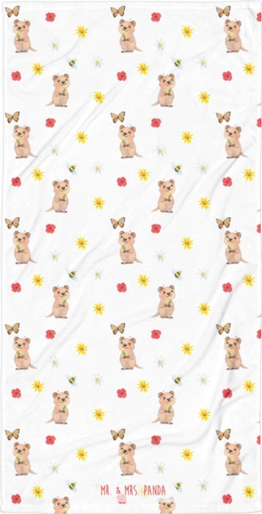 Mr. & Mrs. Panda Reisehandtuch Quokka Happy - Weiß - Geschenk, Badehandtuch, Lustiger Spruch, Strandlaken, Lustige Sprüche, Duschhandtuch, Duscht...