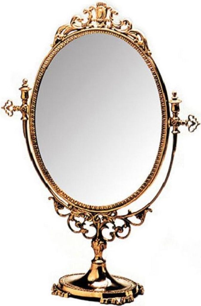 Casa Padrino Luxus Barock Messing Schminkspiegel Gold 40 x H. 60 cm - Tischspiegel - Kosmetikspiegel - Barock Deko Accessoires