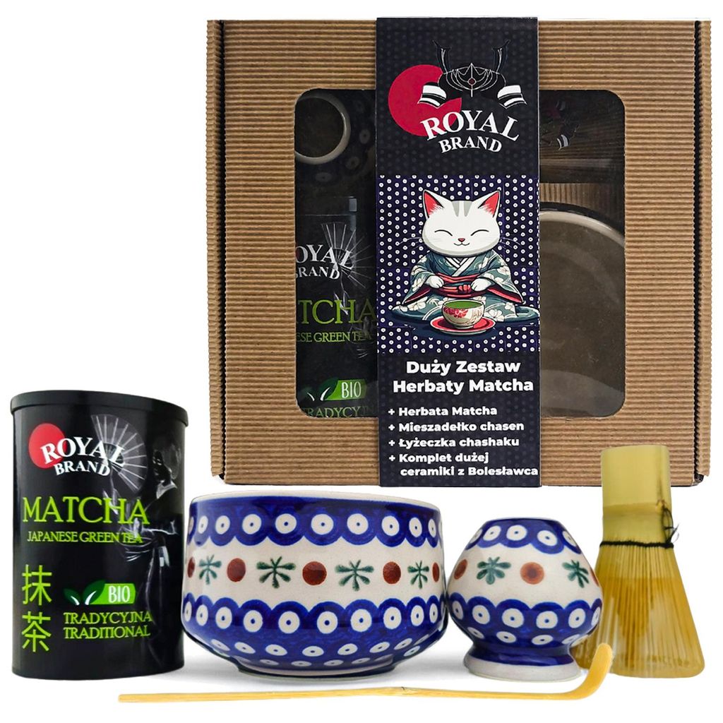 Matcha Tee Zeremonienset mit Boleslawiec-Muster