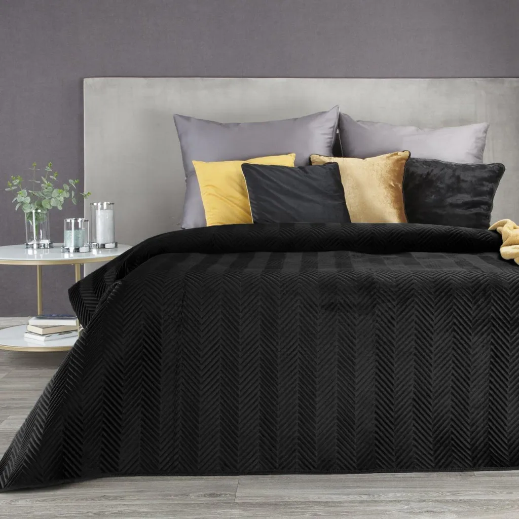 Copriletto SOFIA Nero 230x260 cm | Microfibra Certificata e Resistente - 2