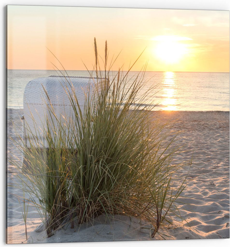DEQORI Küchenrückwand Glas 60x60 cm 'Ostseestrand am Abend' Spritzschutz Bad Rückwand