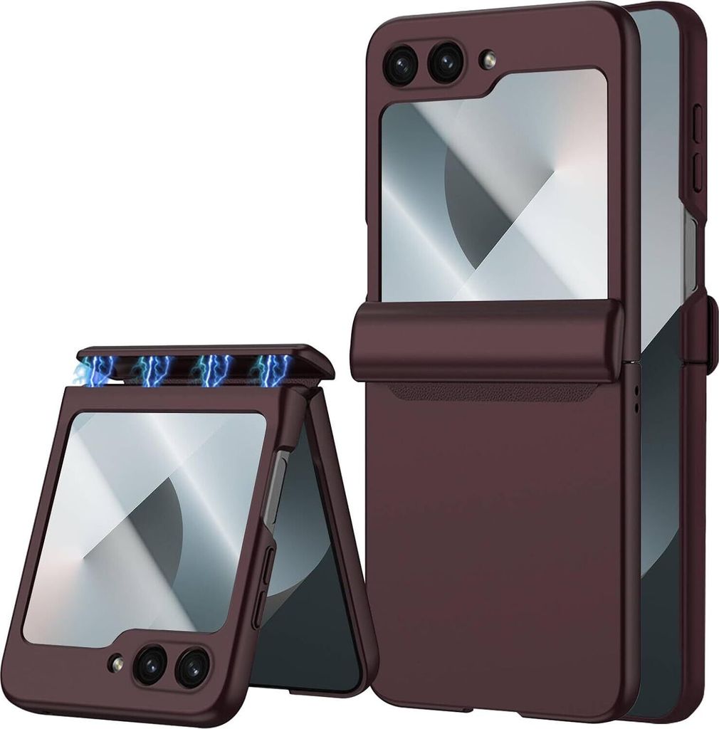 Hülle für Samsung Galaxy Z Flip 6 / Z Flip 7 FE Magnetische Scharnierschutz Hartes PC mit Displayschutz All-Inclusive Schutzhülle Rot
