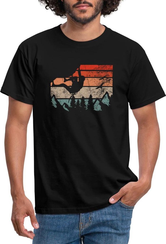 Spreadshirt Bouldern Klettern Berge Retro Vintage Kletter Shirt Männer T-Shirt, S, Schwarz