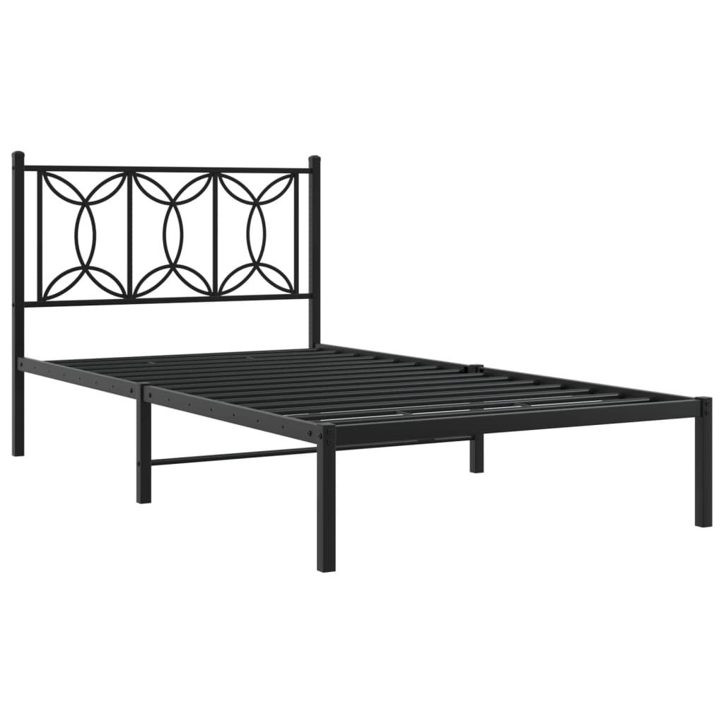 Eleganten-Stil Bettgestell/Bettrahmen - CLORIS - Einzelbett - mit Kopfteil Metall Schwarz 107x203 cm - Klassische Betten - Möbel26