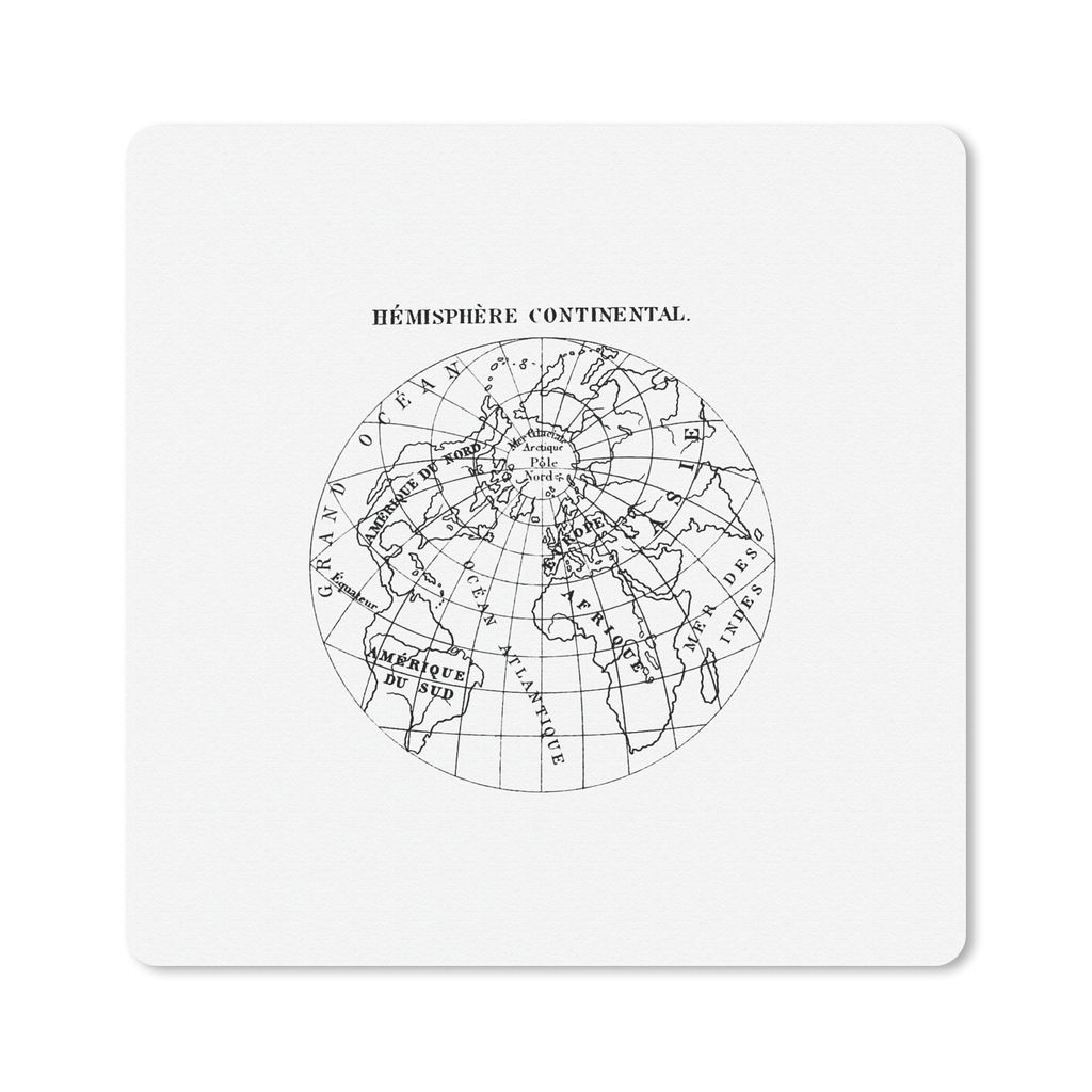 MuchoWow Mauspad Mousepad Retro - Globus - Schwarz - Weiß 20x20 cm - Mousepads - Maus Mat - Pad - Mausunterlage - Desk Mat - Bureauartikeln