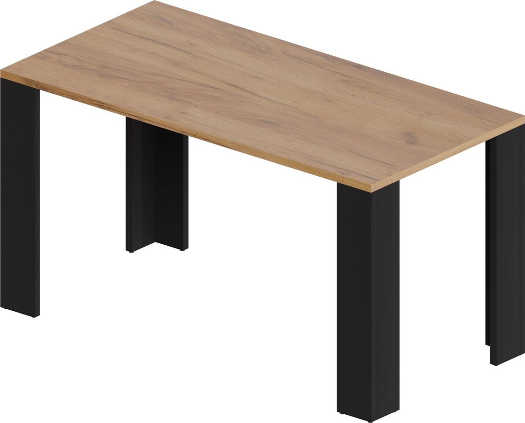 POKAR Esszimmertisch, Esstisch, Küchentisch, Schreibtisch, Größe:120x60, Color:Golden Eichen Craft + Schwarz