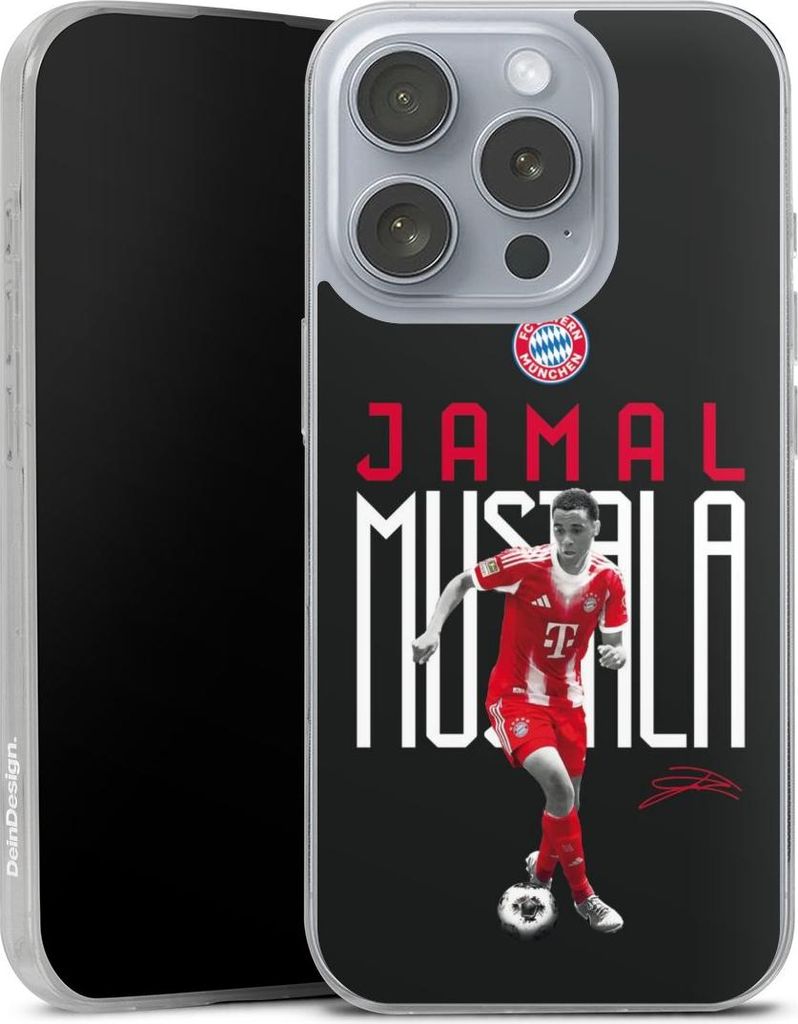 DeinDesign Slim Hülle für Apple iPhone 16 Pro Silikon Case Ultra Dünn Handyhülle FC Bayern München Offizielles Lizenzprodukt Jamal Musiala