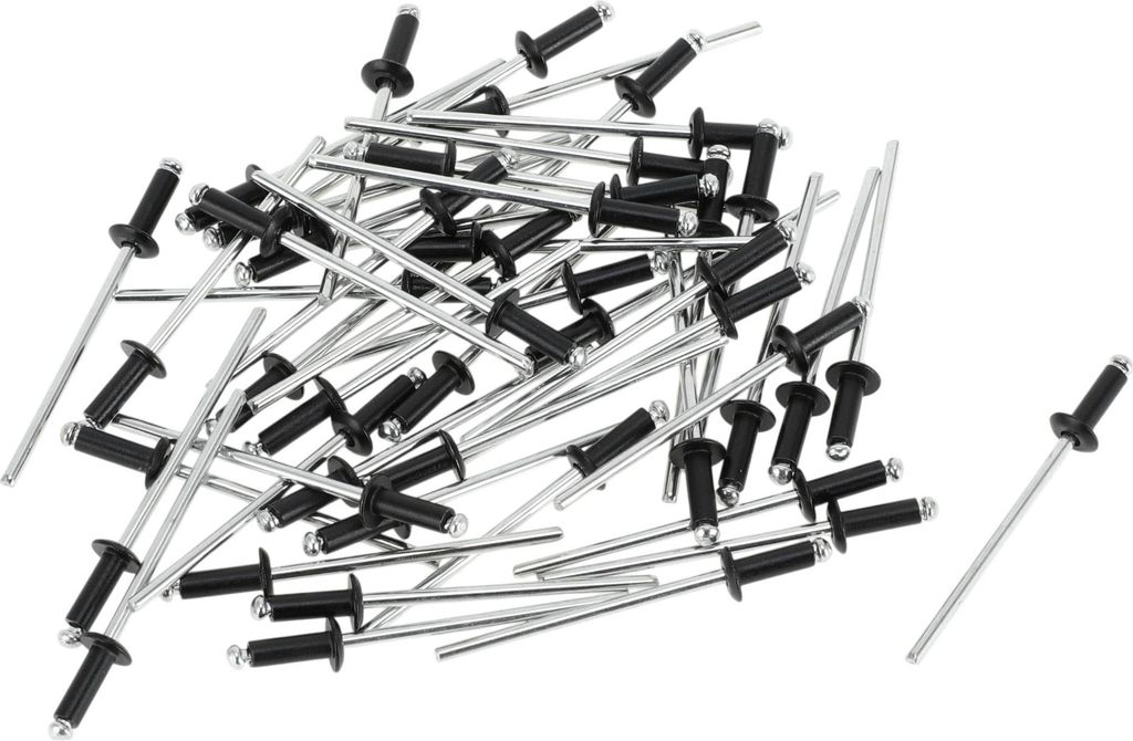 50 Stück Kuppelkopf Großkopf Blindnieten Aluminium Schwarz Silberton 2,8 mm Griffdurchmesser 6 mm Grifflänge 5 mm Flanschdurchmesser