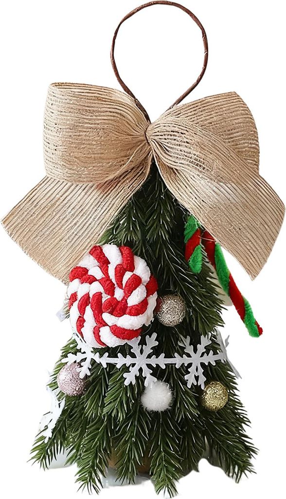 Weihnachtsbaumschmuck: Kleiner künstlicher Tannenbaum mit Schleife zum Aufhängen – ideal für Silvester, Weihnachten, Partys und als Heimdekora...