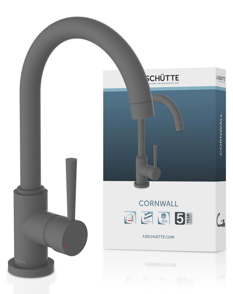 SCHÜTTE Küchenarmatur CORNWALL, Wasserhahn Küche mit Energiesparfunktion, Mischbatterie Küche Anthrazit matt