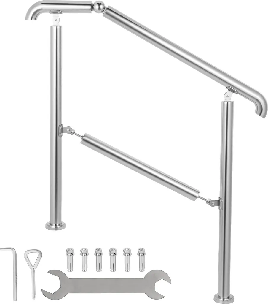 Main courante extérieure pour escalier 3 marches - Rampe de sécurité 1 m
