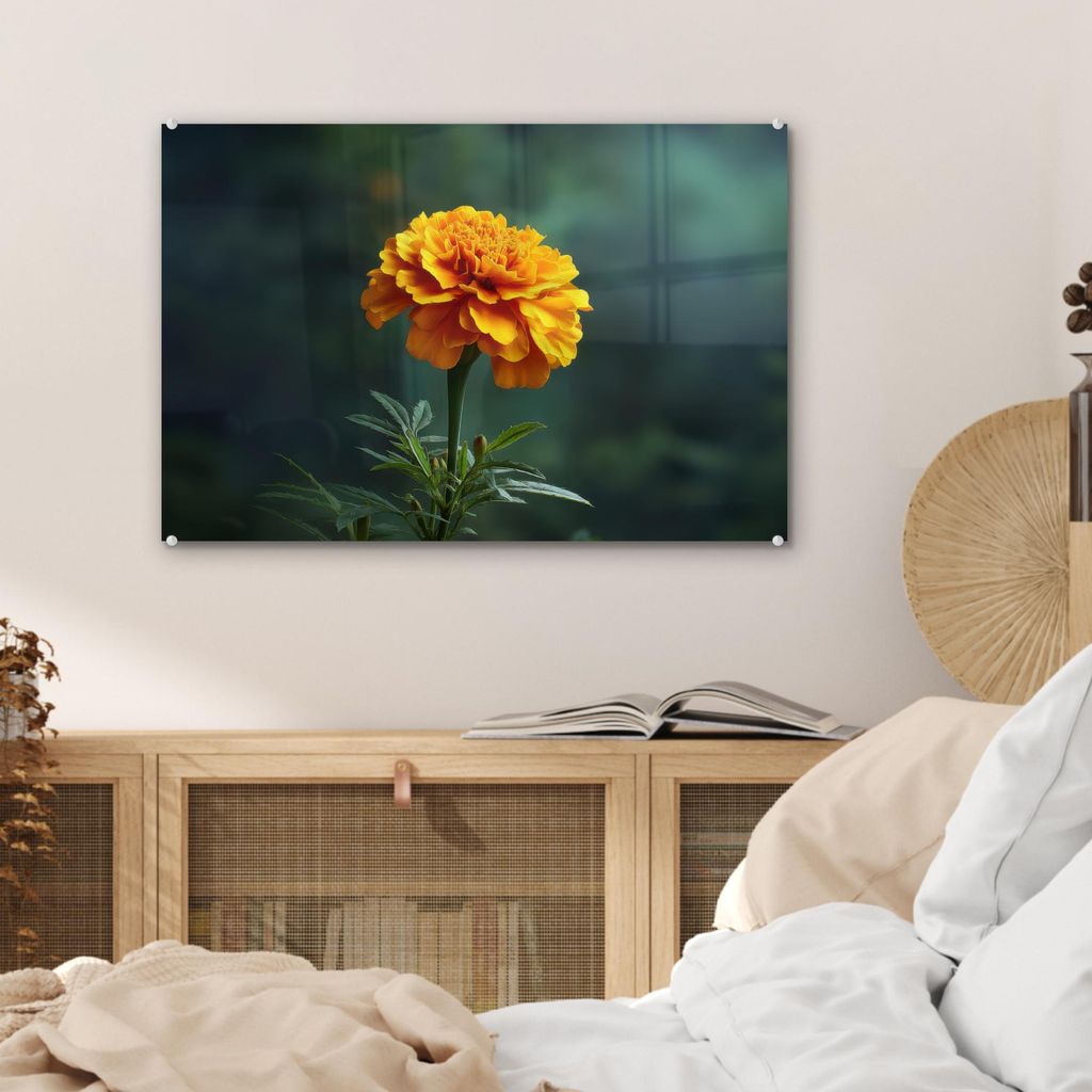 MuchoWow Glasbilder - Bilder auf Wandbild - Foto auf Glas Blütenblätter - Afrikanisch - Orange - Unscharf 60x40 cm Wanddekoration aus Glas - Acry...