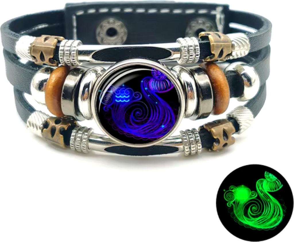 Armband Sternzeichen Wassermann mit 3D Gravur im Glas Produktbild 
