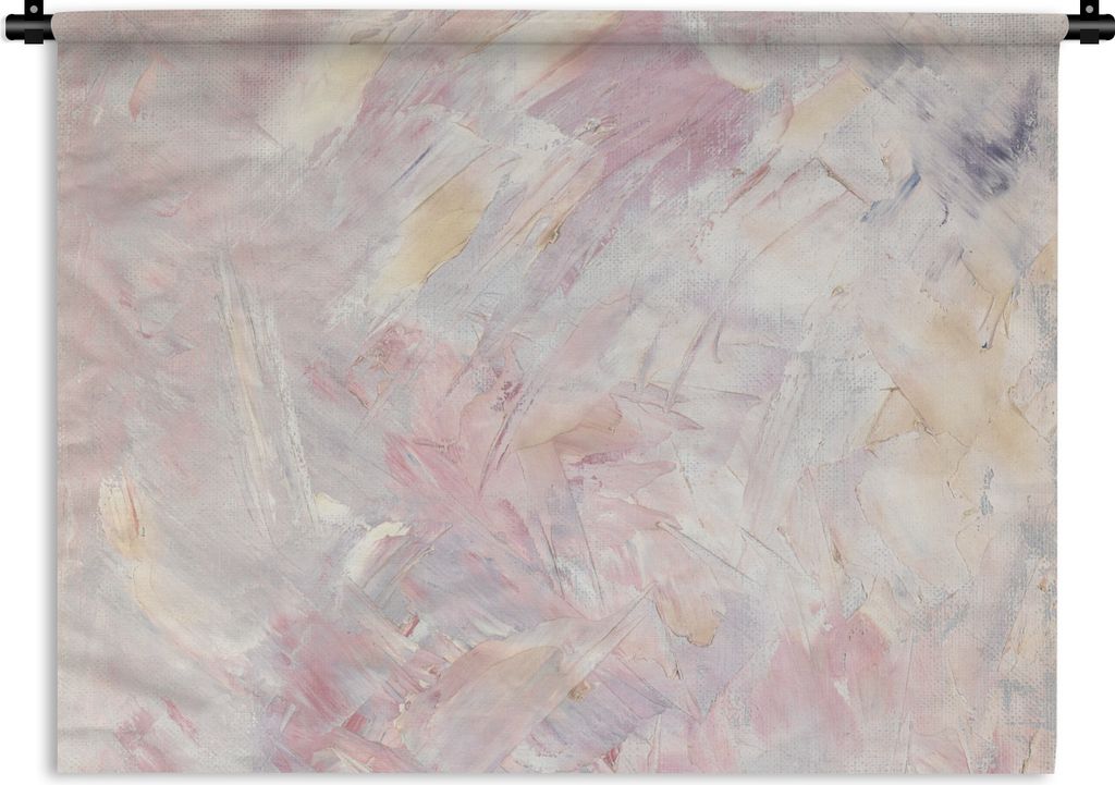 MuchoWow Wandteppich Wandbehang Ölgemälde Rosa 90x67.5 cm Tapisserie Dekoration Wandtuch - Fototeppich - Wand-Skulpturen