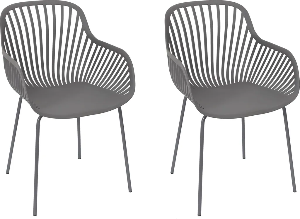 Fauteuil Outdoor Ibiza Gris Anti-UV et Intempéries - Lot de 2 Sans Entretien