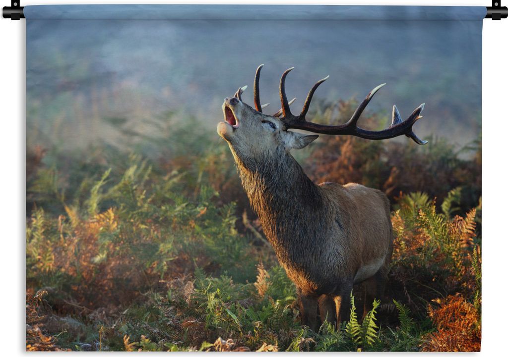 MuchoWow Wandteppich Wandbehang Hirsche - Tiere - Pflanzen 90x67.5 cm Tapisserie Dekoration Wandtuch - Fototeppich - Wand-Skulpturen