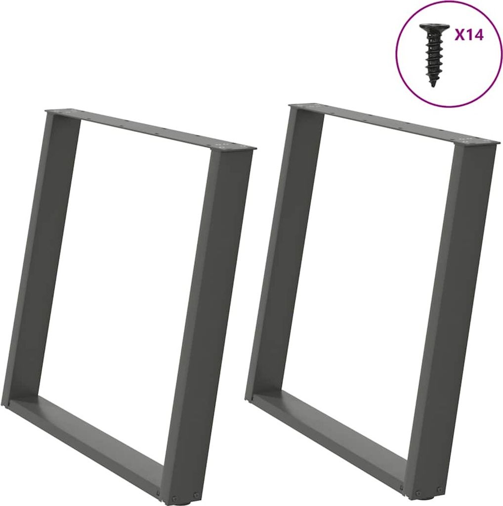 HOMMIE Esstischbeine CLORIS - U-Form 2 Stk. - modernes Design - Anthrazit 100x(72-73)cm Stahl NEU595994 - Tischbeine