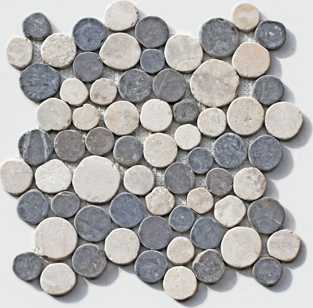 1 Marmor Naturstein Mosaikfliese CO-006 Stein rund Bodenfliesen Badfliesen Fliesen Lager Verkauf Stein-Mosaik Herne NRW