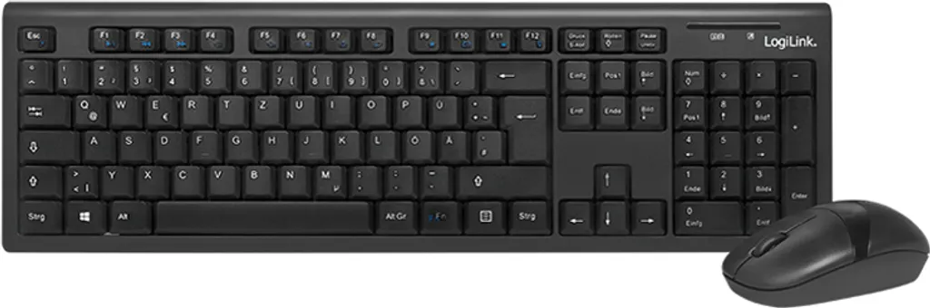 Ensemble Clavier et Souris pour Télétravail Logilink Wireless 2,4GHz Noir