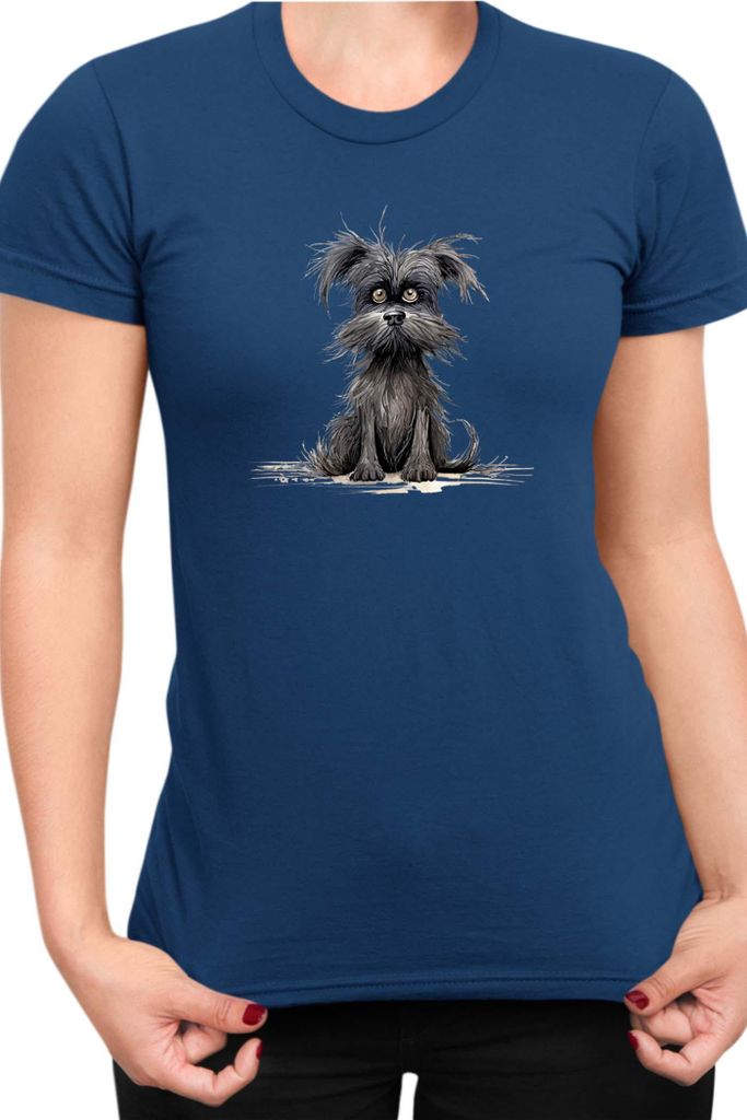 Damen T-Shirt Funny Dogs Breeds Affenpinscher Dog Breed, Lady XS / Dunkelblau