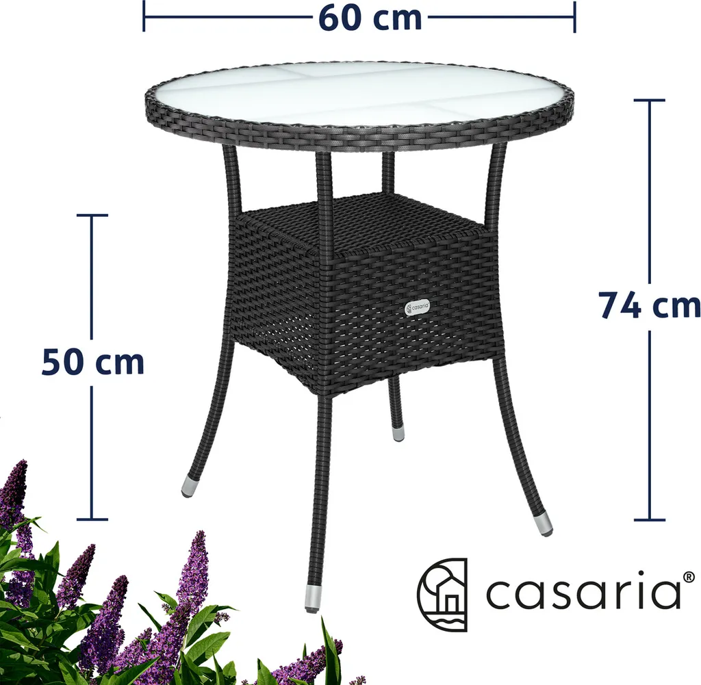 Table de balcon compacte pour petit espace extérieur noir rond 60cm - 2